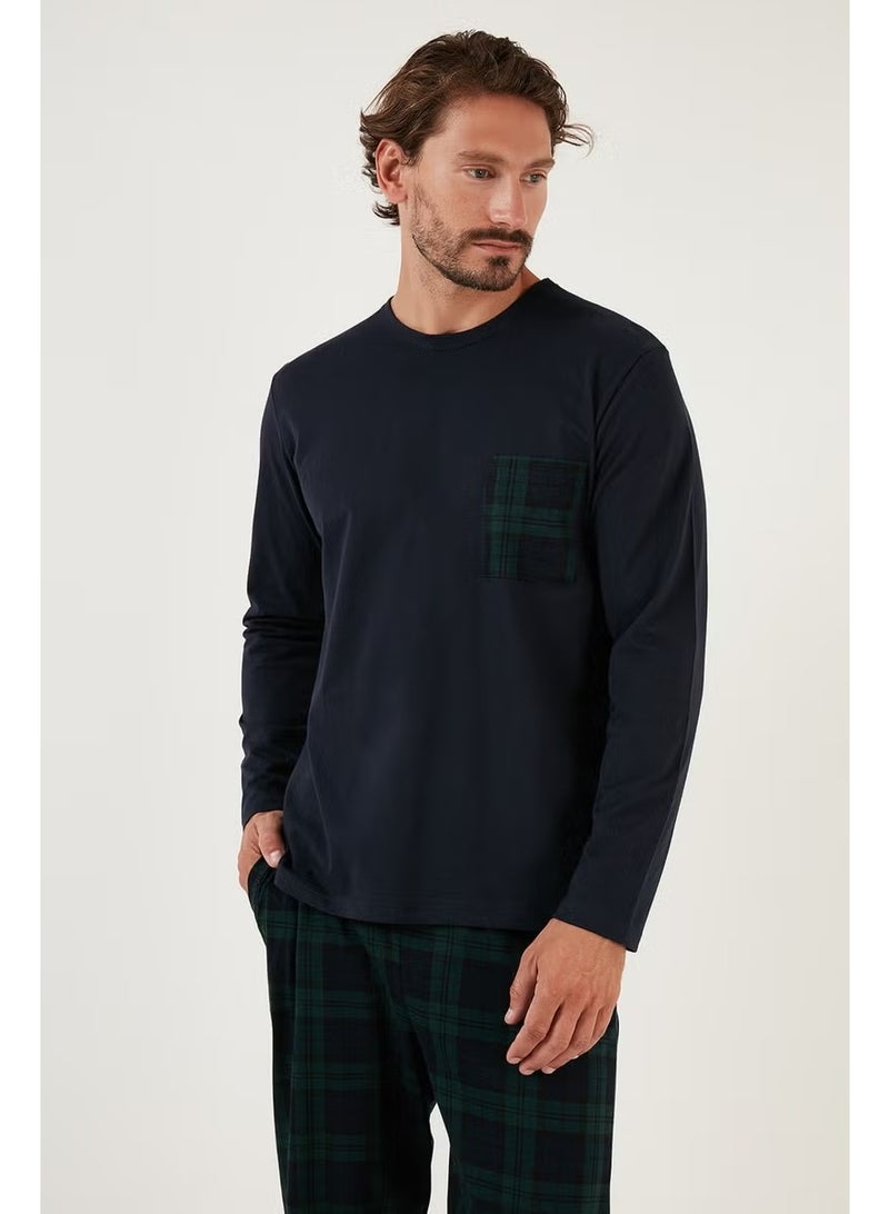 Buratti Plaid Pocket Elastic Waist 100% Cotton Regular Fit Pajama Set Men's Pajama Set 6572001 - Image 3